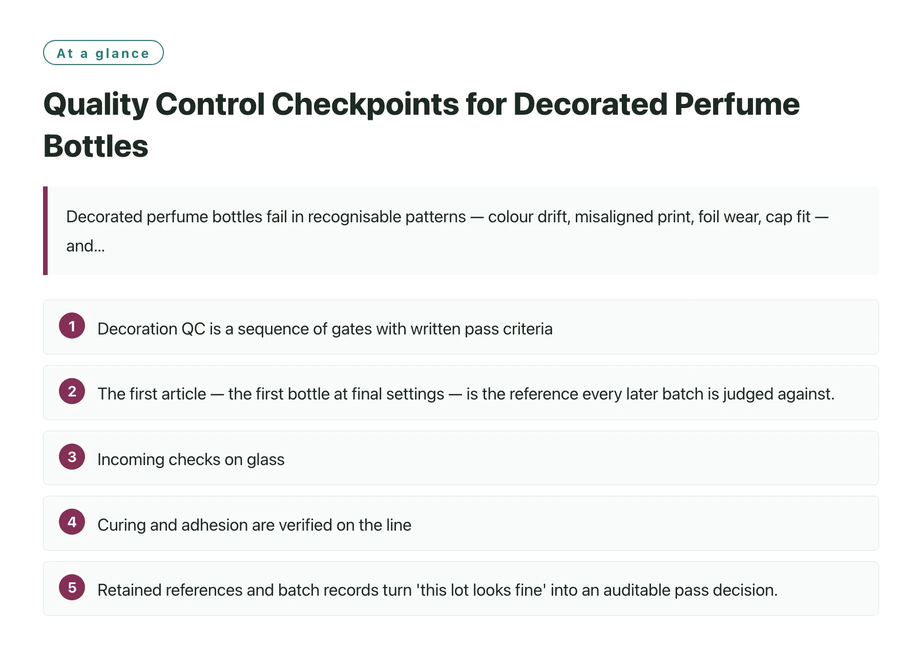 Quality Control Checkpoints for Decorated Perfume Bottles——全文要点速览