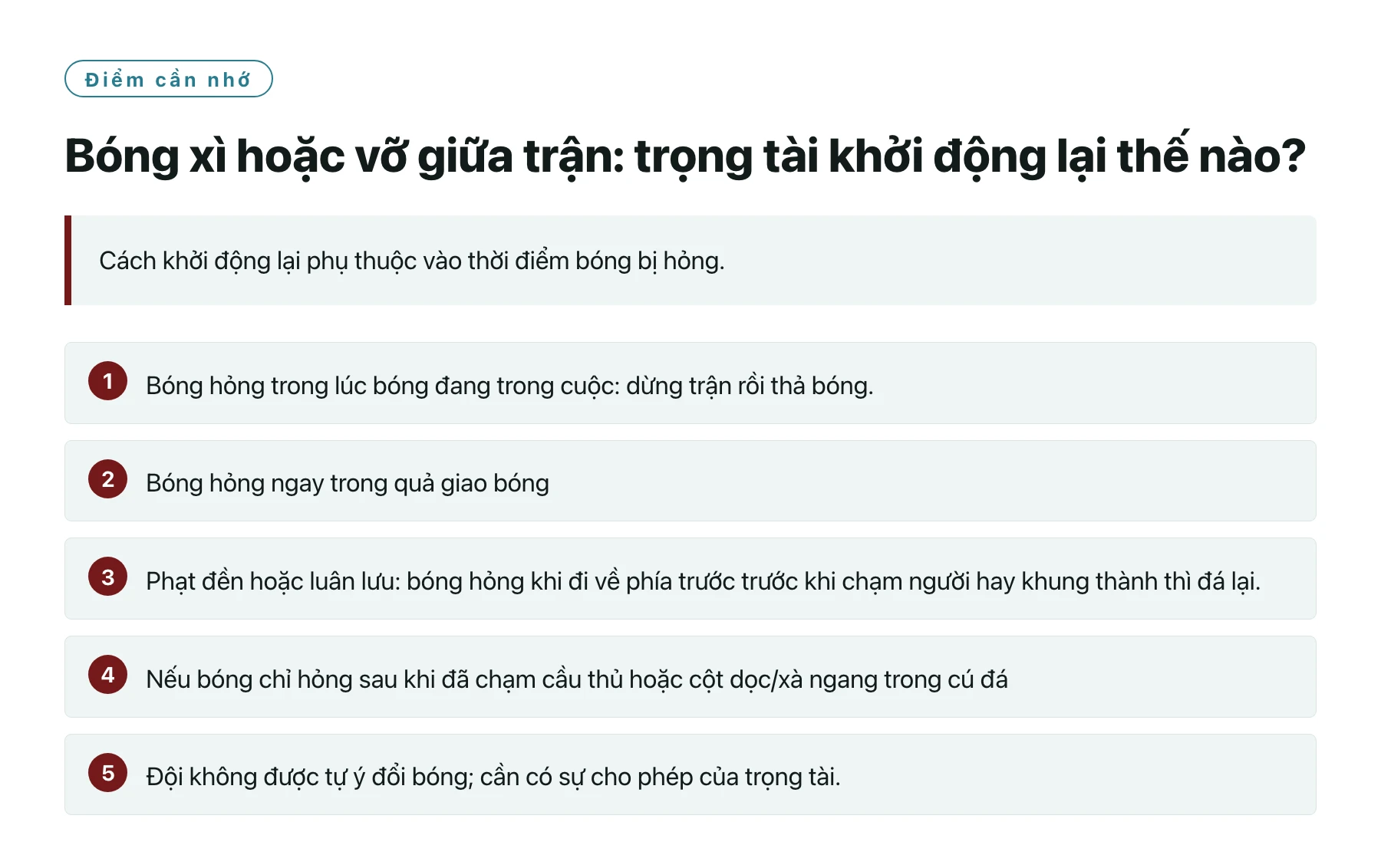 Bóng xì hoặc vỡ giữa trận: trọng tài khởi động lại thế nào?——全文要点速览